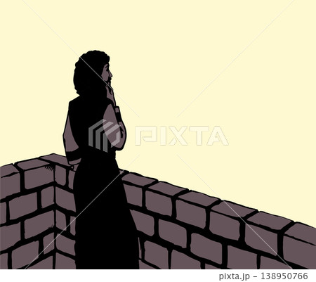 Vector drawing. King David on the roof of palace Vector drawing. King David on the roof of palace 138950766