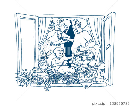 Vector drawing. Unhappy family at home 138950783