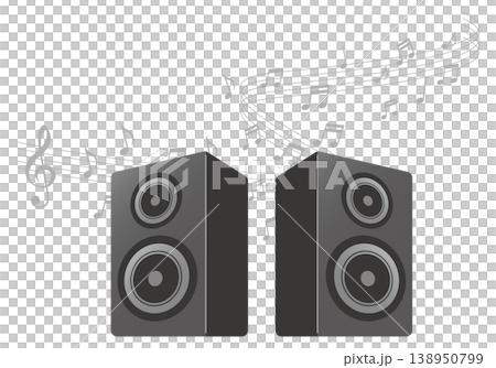 並べられた二つのスピーカーと五線譜のイメージイラスト 138950799