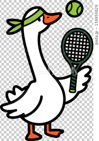 Goose Playing Tennis Cartoon Illustration Goose Playing Tennis Cartoon Illustration 138950829