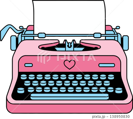 Pink Typewriter With Heart Vintage Writing Illustration Pink Typewriter With Heart Vintage Writing Illustration 138950830