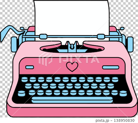 Pink Typewriter With Heart Vintage Writing Illustration Pink Typewriter With Heart Vintage Writing Illustration 138950830