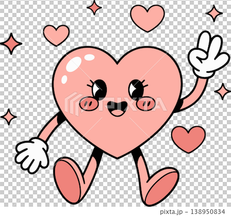 Cute Heart Character Making Peace Sign Illustration Cute Heart Character Making Peace Sign Illustration 138950834