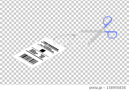 商品タグのプラスチックの留め具を切るイラスト 138950838