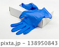 青い医療用手袋　ニトリル使い捨て手袋 138950843