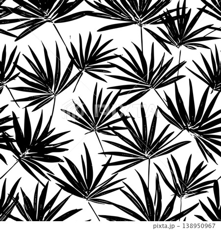 Tropical Palm Fan Leaf Seamless Pattern Silhouette Botanical Surface Design Sketch Tropical Palm Fan Leaf Seamless Pattern Silhouette Botanical Surface Design Sketch 138950967