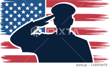 American Soldier Saluting Flag Patriotic Illustration American Soldier Saluting Flag Patriotic Illustration 138950979