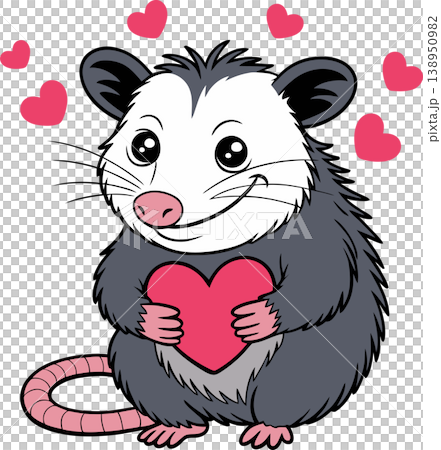 Cute Opossum Holding Heart Love Cartoon Illustration Cute Opossum Holding Heart Love Cartoon Illustration 138950982
