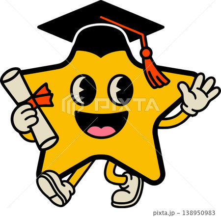 Cute Star Graduate with Diploma Cartoon Character Illustration Cute Star Graduate with Diploma Cartoon Character Illustration 138950983