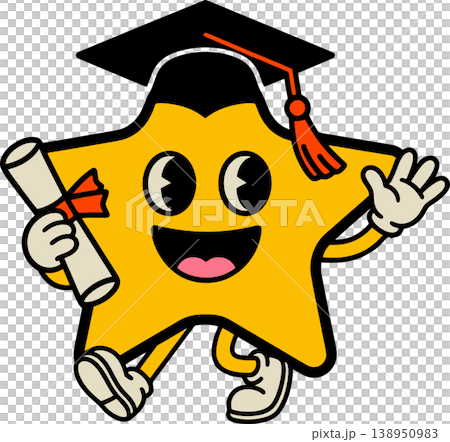 Cute Star Graduate with Diploma Cartoon Character Illustration	 138950983