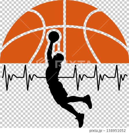 Basketball Player Dunk with Heartbeat Line Sports Illustration Basketball Player Dunk with Heartbeat Line Sports Illustration 138951052