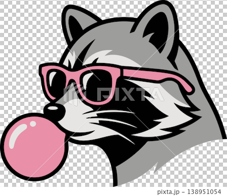 Raccoon with Sunglasses and Bubblegum Cartoon Illustration Raccoon with Sunglasses and Bubblegum Cartoon Illustration 138951054