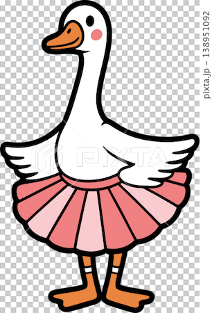Cute Goose Ballerina Wearing Tutu Cartoon Illustration Cute Goose Ballerina Wearing Tutu Cartoon Illustration 138951092