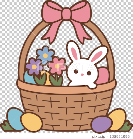 Easter Basket with Bunny and Eggs Illustration Easter Basket with Bunny and Eggs Illustration 138951096