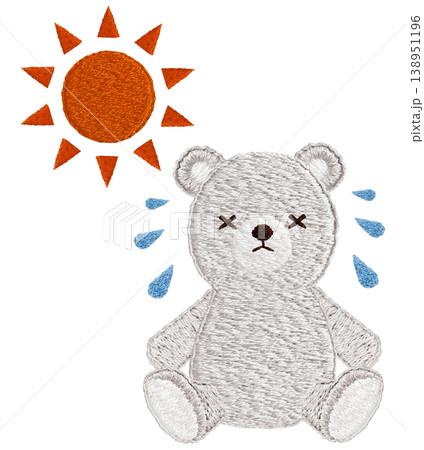 【夏バテシロクマ】手刺繍イラスト素材 【夏バテシロクマ】手刺繍イラスト素材 138951196