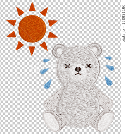 【夏バテシロクマ】手刺繍イラスト素材 【夏バテシロクマ】手刺繍イラスト素材 138951196