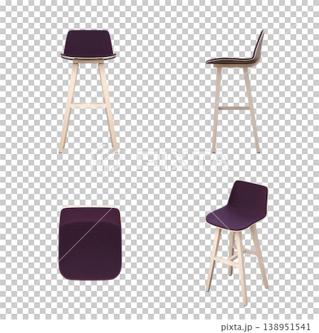 chair isolate on a transparent background, interior furniture, 3D illustration, cg render chair isolate on a transparent background, interior furniture, 3D illustration, cg render 138951541