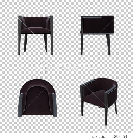chair isolate on a transparent background, interior furniture, 3D illustration, cg render 138951543