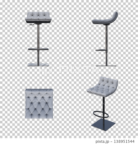 chair isolate on a transparent background, interior furniture, 3D illustration, cg render 138951544