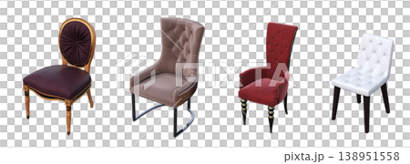 chair isolate on a transparent background, interior furniture, 3D illustration, cg render 138951558