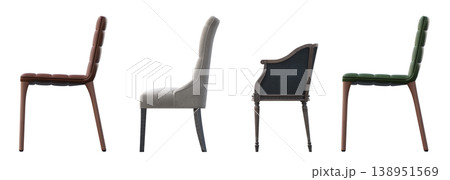 chair isolate on a transparent background, interior furniture, 3D illustration, cg render 138951569