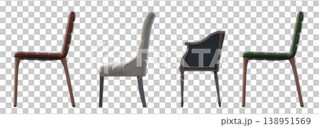 chair isolate on a transparent background, interior furniture, 3D illustration, cg render 138951569