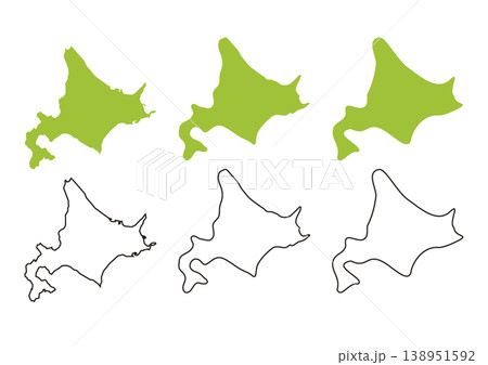 3段階のデフォルメレベルでサッと使える北海道のイラストセット 3段階のデフォルメレベルでサッと使える北海道のイラストセット 138951592