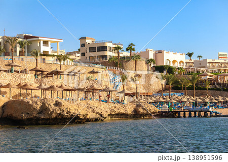 Egypt, Sharm el-Sheikh - September 25, 2025 The Red Sea coast with rows of Egyptian hotels. Editorial 138951596