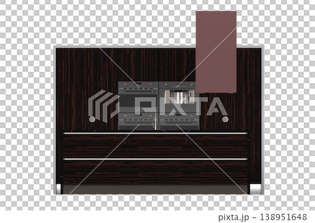 modern kitchen isolated on transparent background, home furniture, 3D illustration, cg render 138951648
