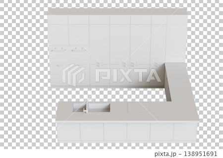 modern kitchen isolated on transparent background, home furniture, 3D illustration, cg render 138951691