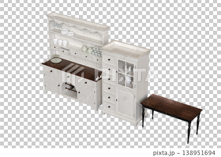 modern kitchen isolated on transparent background, home furniture, 3D illustration, cg render modern kitchen isolated on transparent background, home furniture, 3D illustration, cg render 138951694