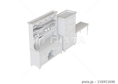 modern kitchen isolated on transparent background, home furniture, 3D illustration, cg render modern kitchen isolated on transparent background, home furniture, 3D illustration, cg render 138951696