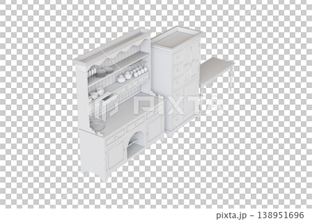 modern kitchen isolated on transparent background, home furniture, 3D illustration, cg render modern kitchen isolated on transparent background, home furniture, 3D illustration, cg render 138951696