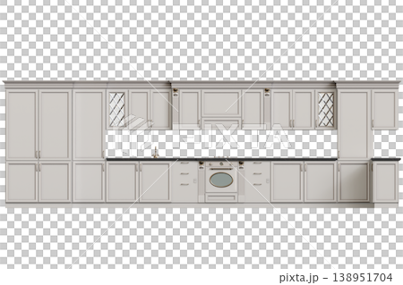modern kitchen isolated on transparent background, home furniture, 3D illustration, cg render modern kitchen isolated on transparent background, home furniture, 3D illustration, cg render 138951704