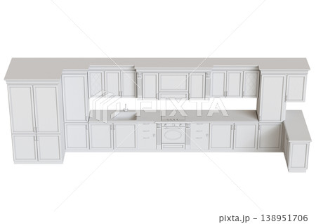 modern kitchen isolated on transparent background, home furniture, 3D illustration, cg render modern kitchen isolated on transparent background, home furniture, 3D illustration, cg render 138951706