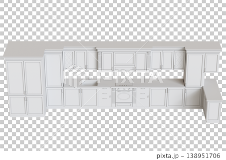 modern kitchen isolated on transparent background, home furniture, 3D illustration, cg render modern kitchen isolated on transparent background, home furniture, 3D illustration, cg render 138951706