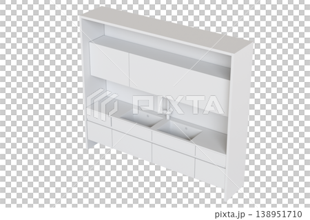 modern kitchen isolated on transparent background, home furniture, 3D illustration, cg render 138951710