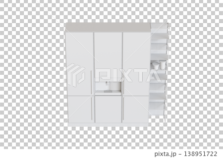 modern kitchen isolated on transparent background, home furniture, 3D illustration, cg render 138951722