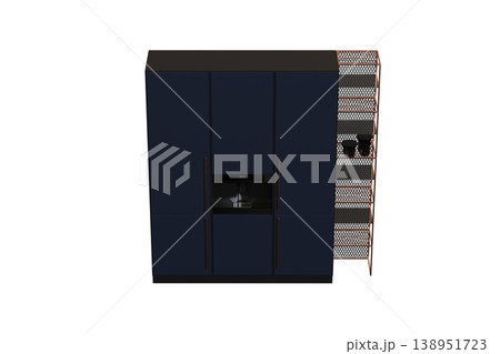 modern kitchen isolated on transparent background, home furniture, 3D illustration, cg render 138951723