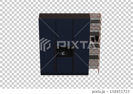 modern kitchen isolated on transparent background, home furniture, 3D illustration, cg render 138951723