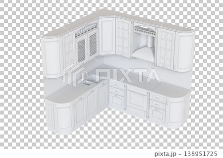 modern kitchen isolated on transparent background, home furniture, 3D illustration, cg render modern kitchen isolated on transparent background, home furniture, 3D illustration, cg render 138951725