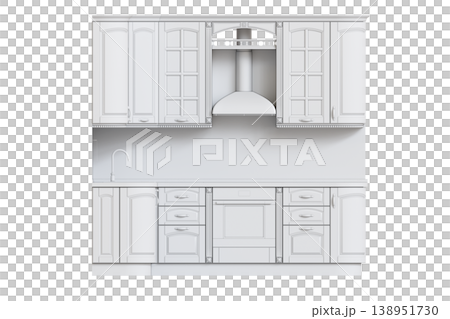 modern kitchen isolated on transparent background, home furniture, 3D illustration, cg render modern kitchen isolated on transparent background, home furniture, 3D illustration, cg render 138951730