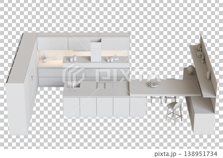 modern kitchen isolated on transparent background, home furniture, 3D illustration, cg render modern kitchen isolated on transparent background, home furniture, 3D illustration, cg render 138951734