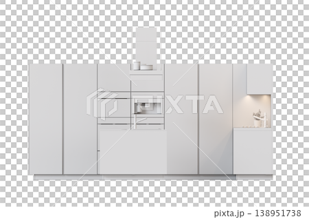 modern kitchen isolated on transparent background, home furniture, 3D illustration, cg render modern kitchen isolated on transparent background, home furniture, 3D illustration, cg render 138951738