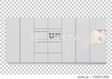 modern kitchen isolated on transparent background, home furniture, 3D illustration, cg render 138951806