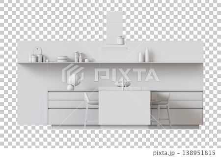 modern kitchen isolated on transparent background, home furniture, 3D illustration, cg render modern kitchen isolated on transparent background, home furniture, 3D illustration, cg render 138951815