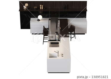 modern kitchen isolated on transparent background, home furniture, 3D illustration, cg render modern kitchen isolated on transparent background, home furniture, 3D illustration, cg render 138951821