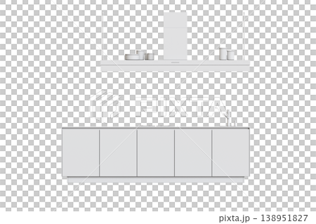 modern kitchen isolated on transparent background, home furniture, 3D illustration, cg render 138951827