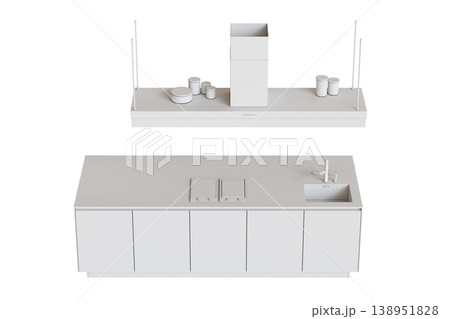 modern kitchen isolated on transparent background, home furniture, 3D illustration, cg render modern kitchen isolated on transparent background, home furniture, 3D illustration, cg render 138951828