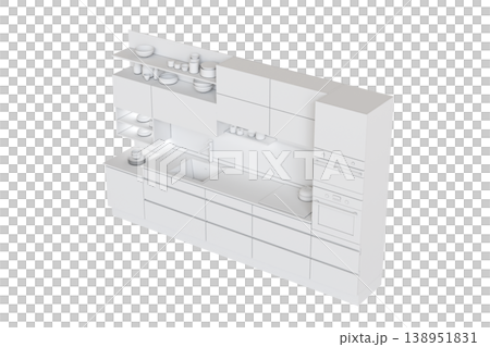 modern kitchen isolated on transparent background, home furniture, 3D illustration, cg render modern kitchen isolated on transparent background, home furniture, 3D illustration, cg render 138951831